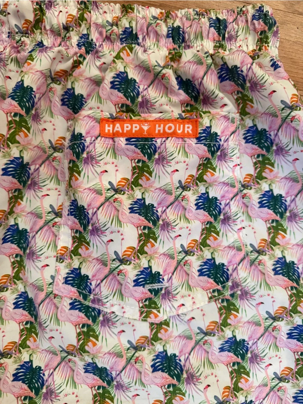 Happy Hour Tropical Flamingos Shorts Size XL